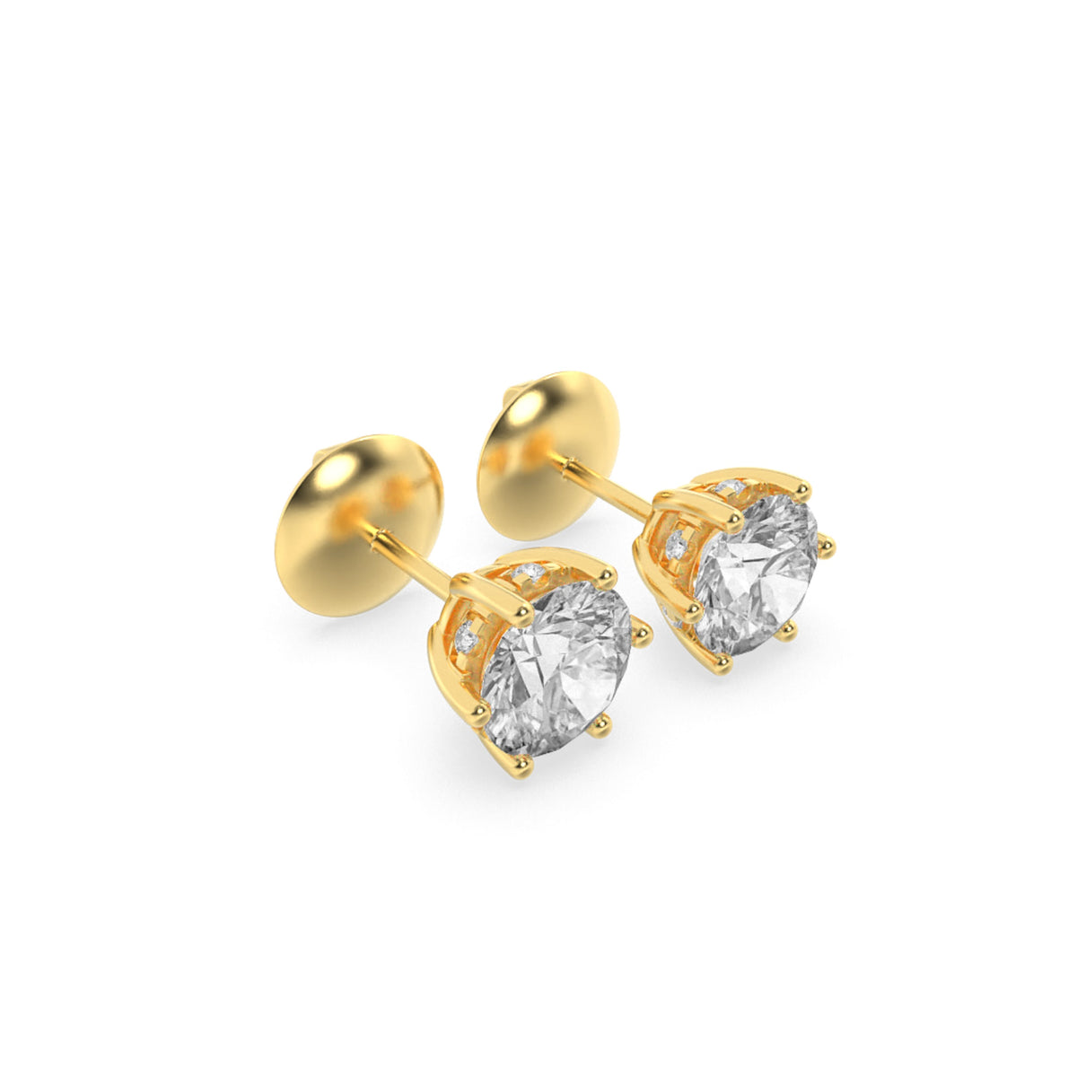 3CTW Round Lab-Grown Diamond Prong Hidden Halo Stud Earrings 14 Stones