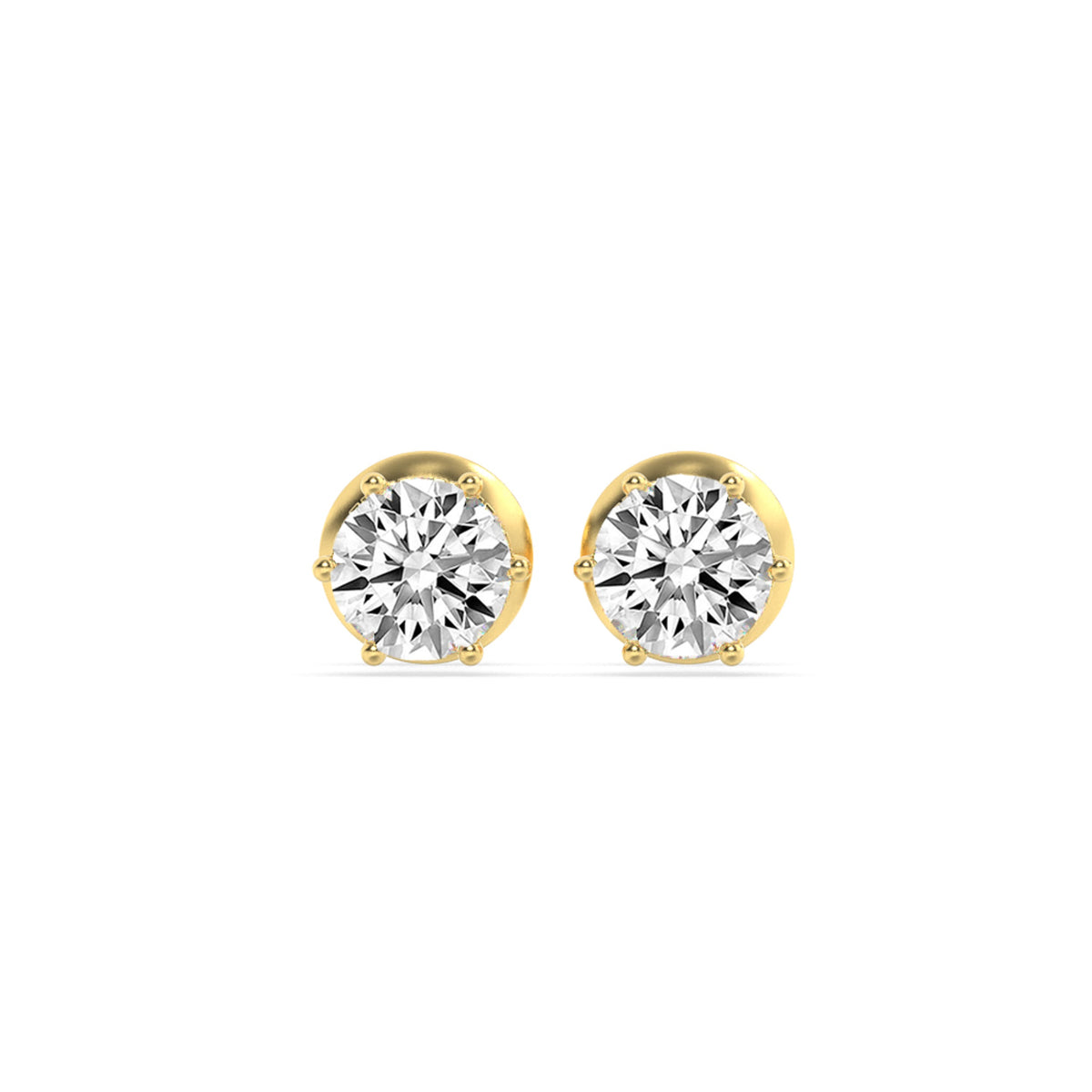 3CTW Round Lab-Grown Diamond Prong Hidden Halo Stud Earrings 14 Stones