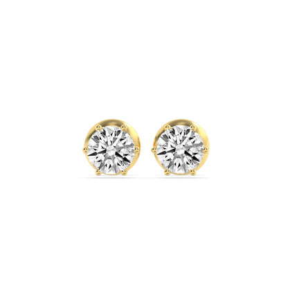 3CTW Round Lab-Grown Diamond Prong Hidden Halo Stud Earrings 14 Stones