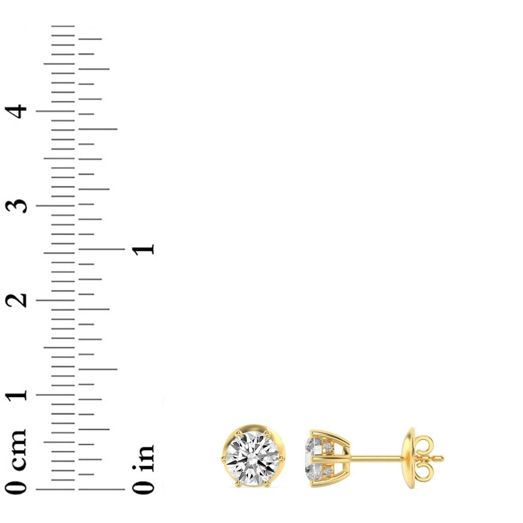 3CTW Round Lab-Grown Diamond Prong Hidden Halo Stud Earrings 14 Stones