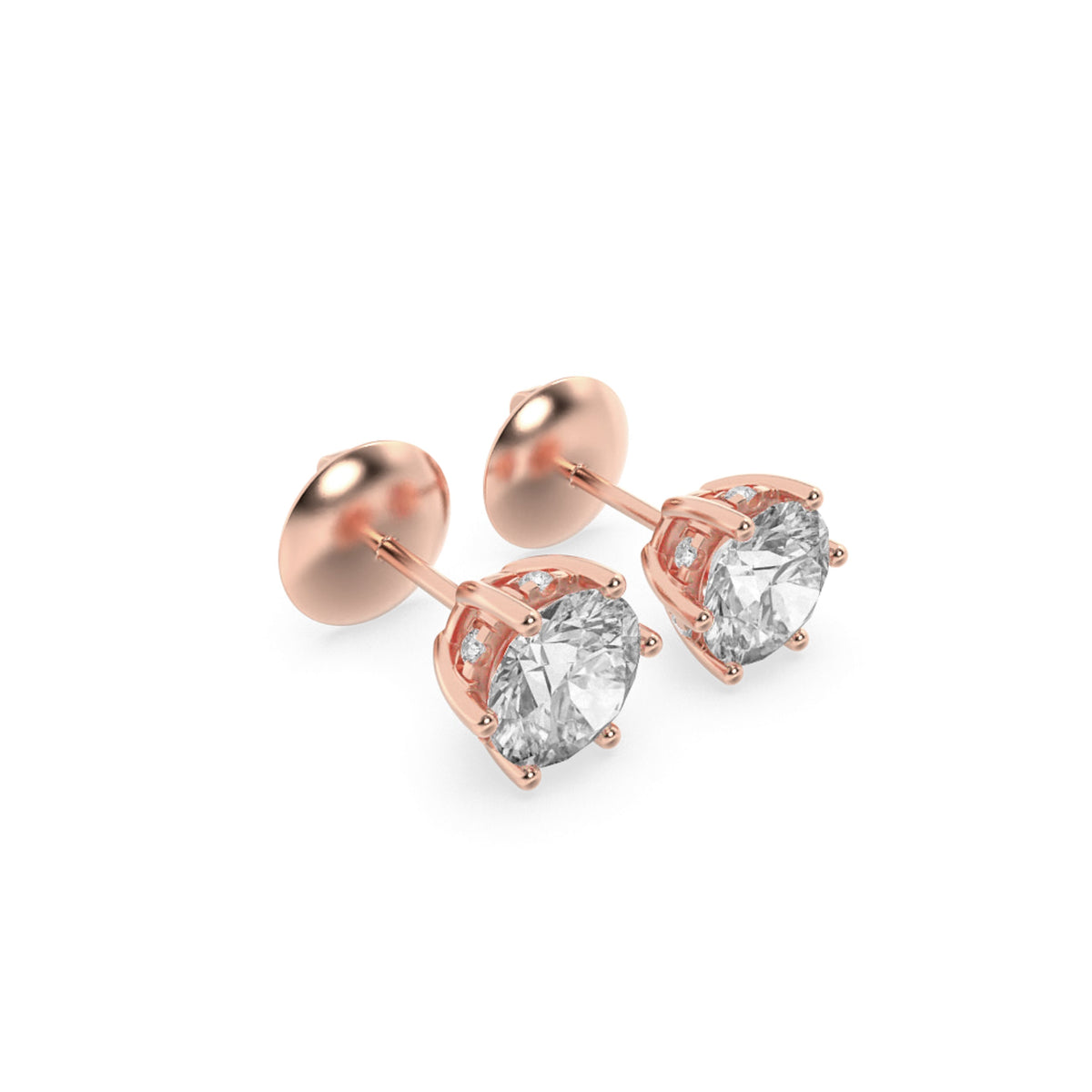 3CTW Round Lab-Grown Diamond Prong Hidden Halo Stud Earrings 14 Stones