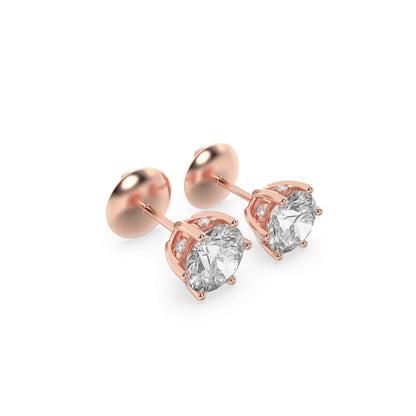 3CTW Round Lab-Grown Diamond Prong Hidden Halo Stud Earrings 14 Stones