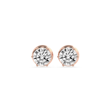 3CTW Round Lab-Grown Diamond Prong Hidden Halo Stud Earrings 14 Stones