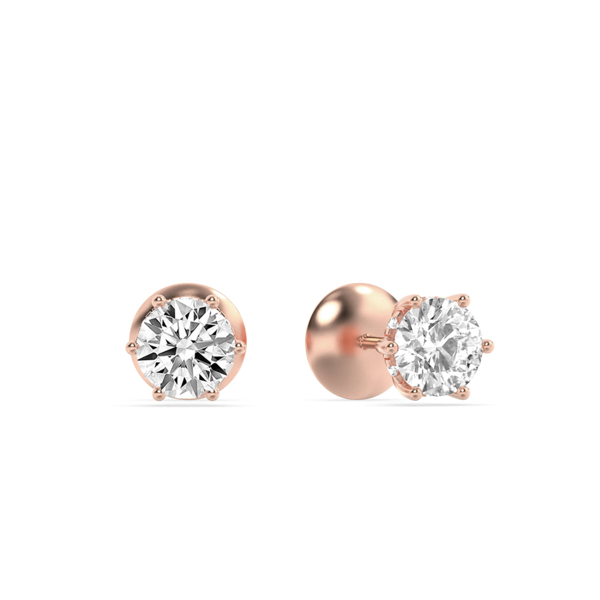 3CTW Round Lab-Grown Diamond Prong Hidden Halo Stud Earrings 14 Stones