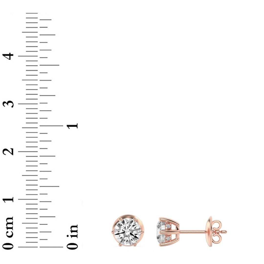3CTW Round Lab-Grown Diamond Prong Hidden Halo Stud Earrings 14 Stones