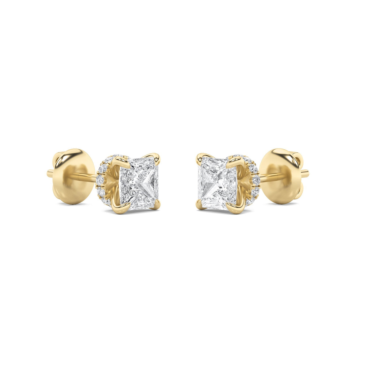 3CTW Princess Lab-Grown Diamond Prong Hidden Halo Stud Earrings 26 Stones 2.82ct Center