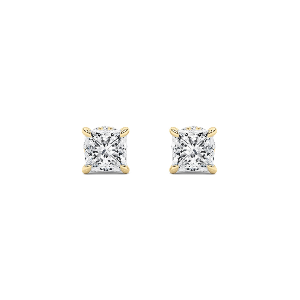 5CTW Princess Lab-Grown Diamond Prong Hidden Halo Stud Earrings 28 Stones