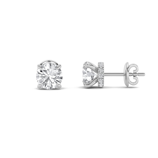 1CTW Round Lab-Grown Diamond Prong Hidden Halo Stud Earrings 26 Stones