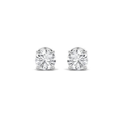 2CTW Round Lab-Grown Diamond Prong Hidden Halo Stud Earrings 28 Stones