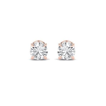 3CTW Round Lab-Grown Diamond Prong Hidden Halo Stud Earrings 30 Stones