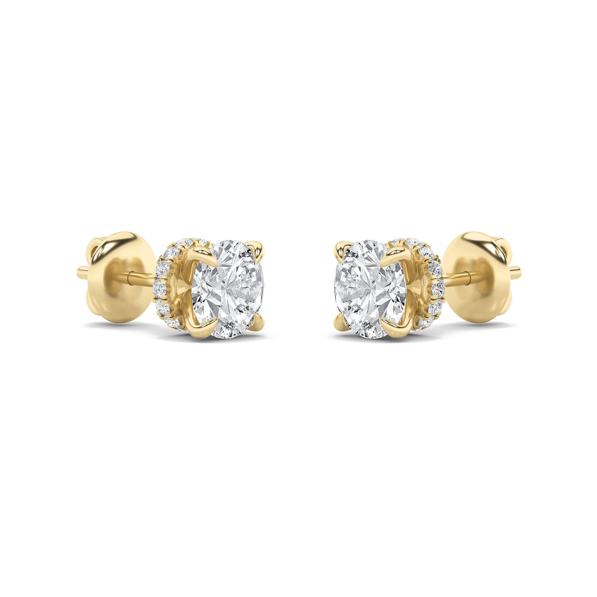 5CTW Round Lab-Grown Diamond Prong Hidden Halo Stud Earrings 30 Stones