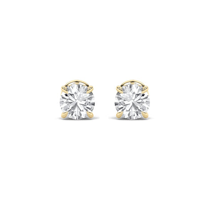 5CTW Round Lab-Grown Diamond Prong Hidden Halo Stud Earrings 30 Stones