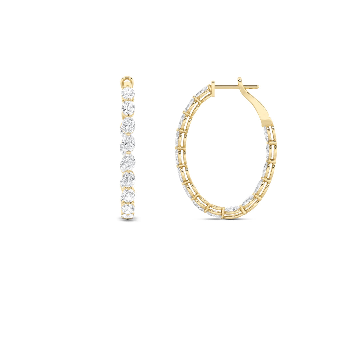 6CTW Oval Lab-Grown Diamond Prong Inside Out Hoop Earrings 30 Stones
