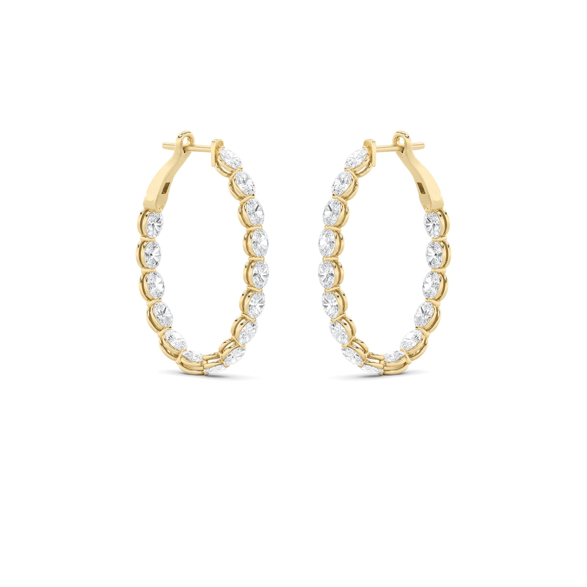 6CTW Oval Lab-Grown Diamond Prong Inside Out Hoop Earrings 30 Stones