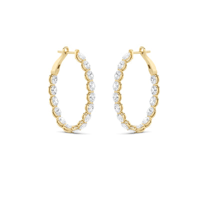 6CTW Oval Lab-Grown Diamond Prong Inside Out Hoop Earrings 30 Stones