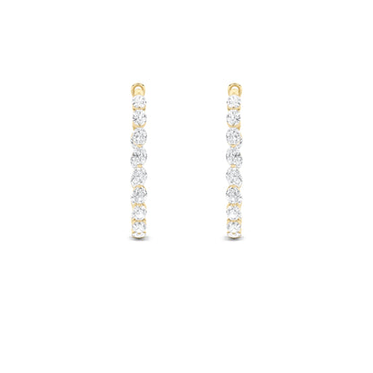 6CTW Oval Lab-Grown Diamond Prong Inside Out Hoop Earrings 30 Stones
