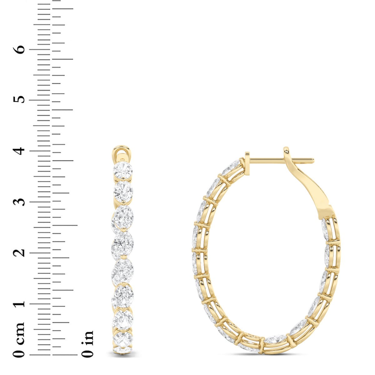 6CTW Oval Lab-Grown Diamond Prong Inside Out Hoop Earrings 30 Stones