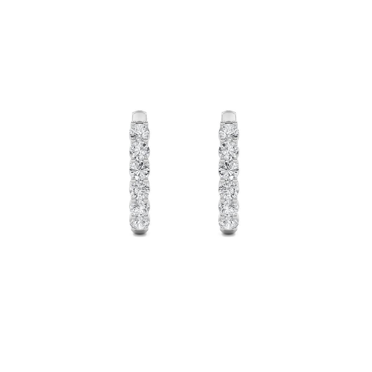 3CTW Round Lab-Grown Diamond Prong Inside Out Hoop Earrings 18 Stones 3.4mm Width