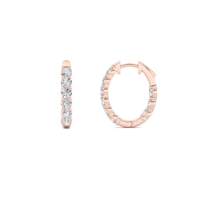 3CTW Round Lab-Grown Diamond Prong Inside Out Hoop Earrings 18 Stones 3.4mm Width