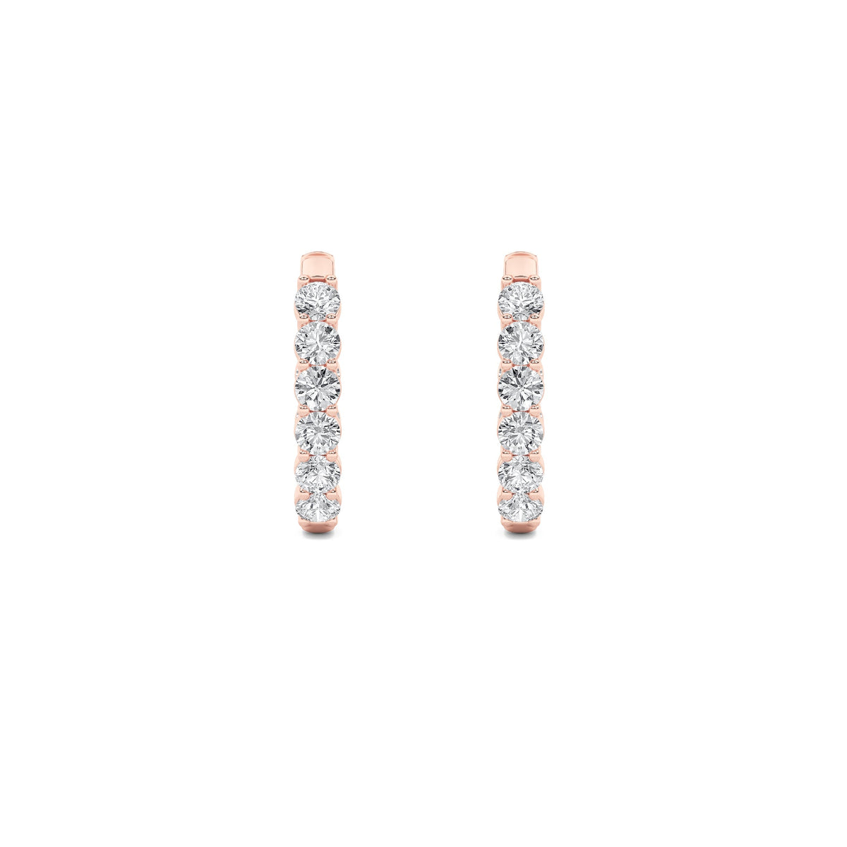 3CTW Round Lab-Grown Diamond Prong Inside Out Hoop Earrings 18 Stones 3.4mm Width