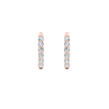 3CTW Round Lab-Grown Diamond Prong Inside Out Hoop Earrings 18 Stones 3.4mm Width