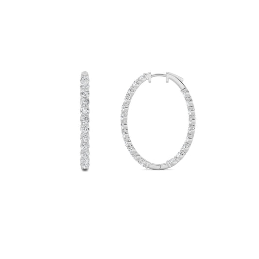 7CTW Round Lab-Grown Diamond Prong Inside Out Hoop Earrings 42 Stones 3.8mm Width