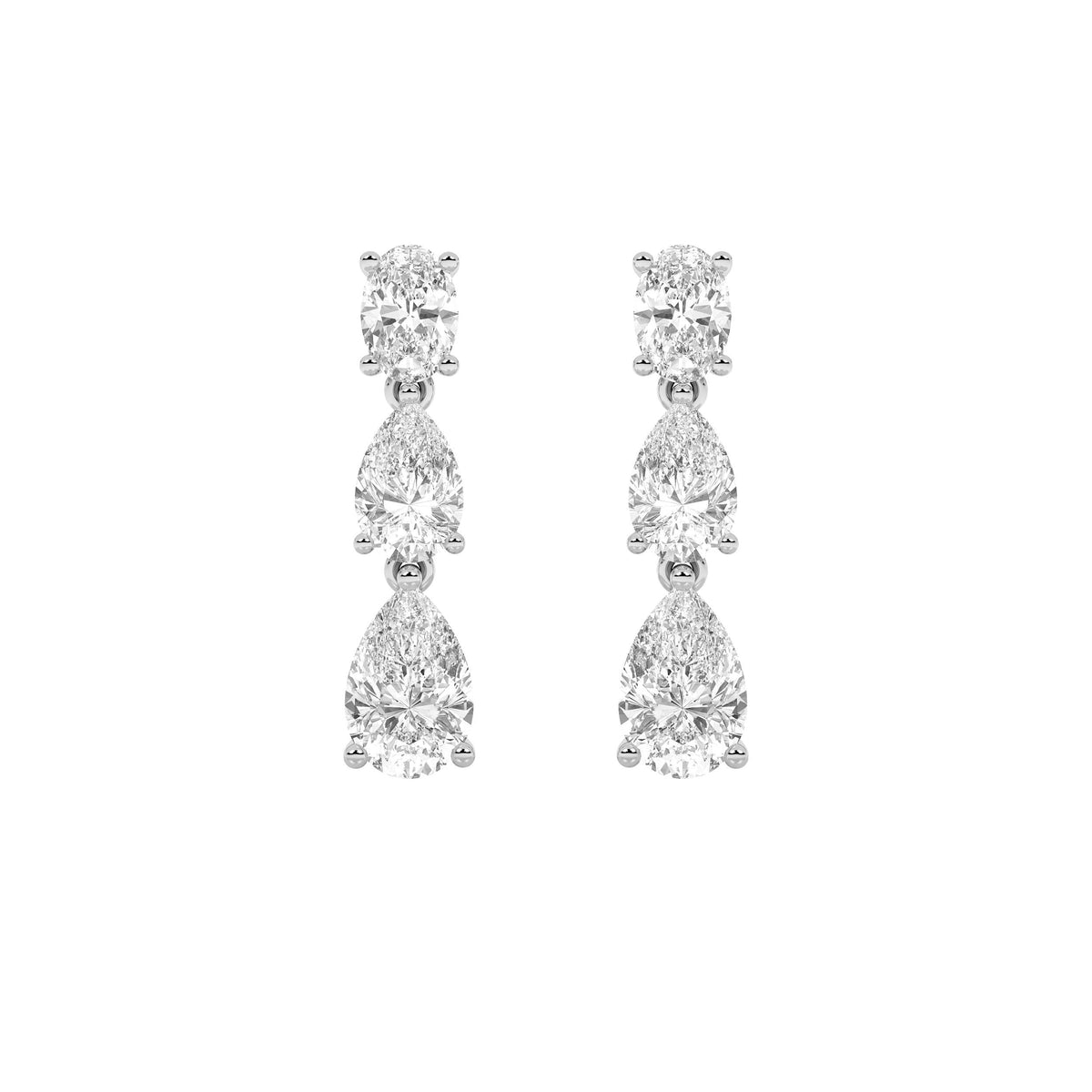 5CTW Pear Lab-Grown Diamond Prong Dangle Earrings 6 Stones 2.46ct Center