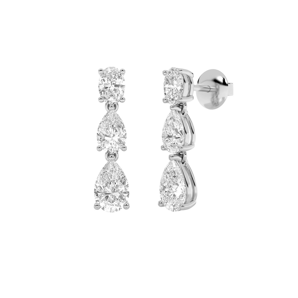 5CTW Pear Lab-Grown Diamond Prong Dangle Earrings 6 Stones 2.46ct Center