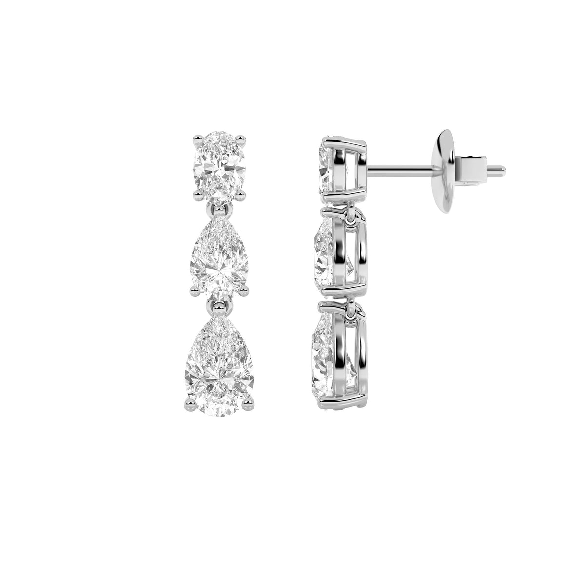 5CTW Pear Lab-Grown Diamond Prong Dangle Earrings 6 Stones 2.46ct Center