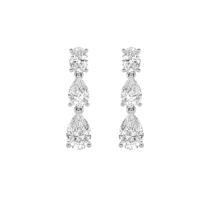 5CTW Pear Lab-Grown Diamond Prong Dangle Earrings 6 Stones 2.46ct Center