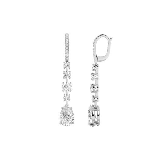 4.5CTW Pear Lab-Grown Diamond Prong Dangle Earrings 32 Stones