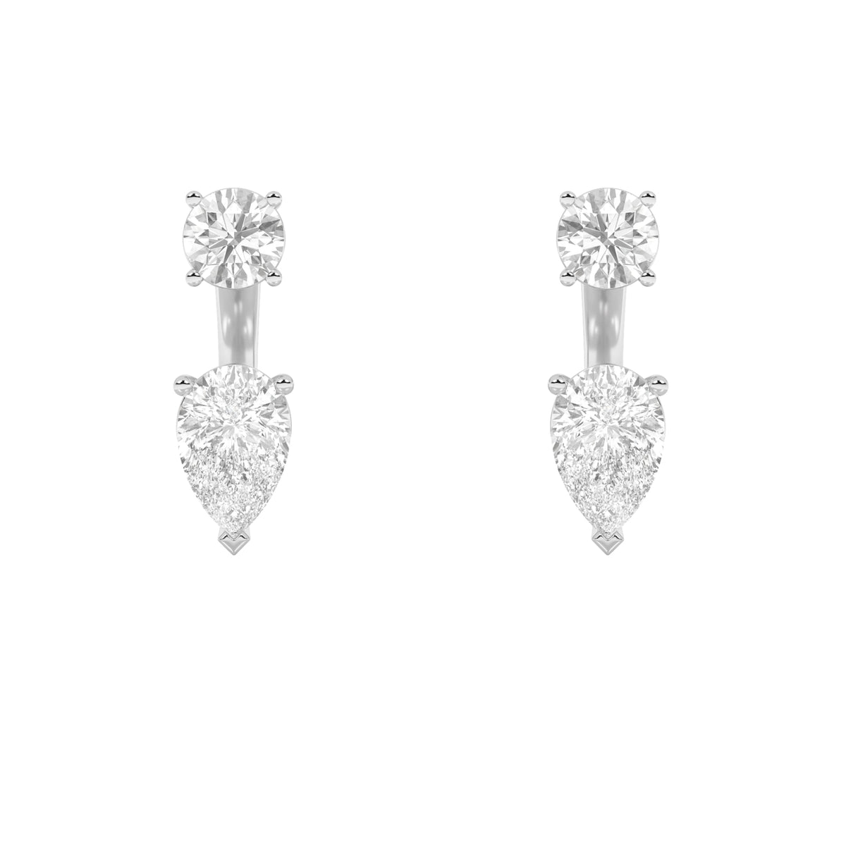 3.5CTW Pear Lab-Grown Diamond Prong Stud Earrings with J Hoop Earrings 4 Stones