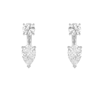 3.5CTW Pear Lab-Grown Diamond Prong Stud Earrings with J Hoop Earrings 4 Stones