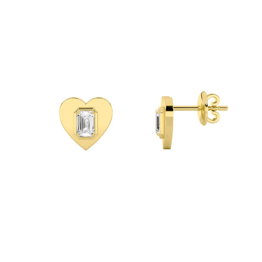 1CTW Emerald Lab-Grown Diamond Prong Heart Stud Earrings 2 Stones