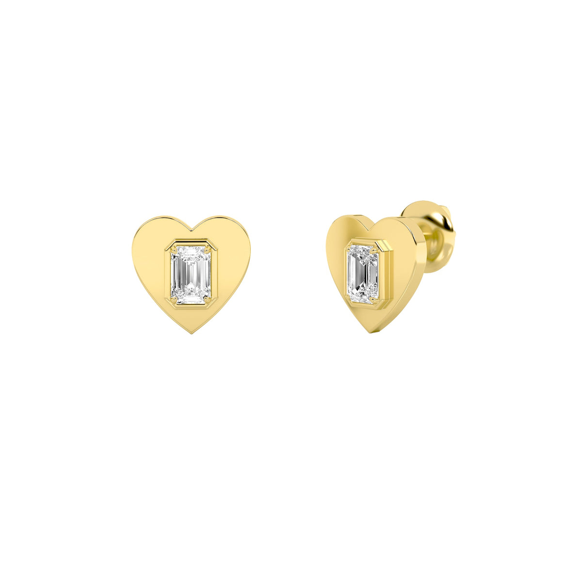 1CTW Emerald Lab-Grown Diamond Prong Heart Stud Earrings 2 Stones