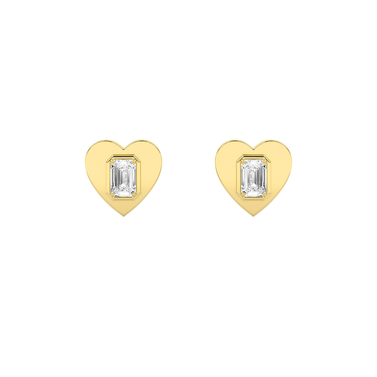 1CTW Emerald Lab-Grown Diamond Prong Heart Stud Earrings 2 Stones
