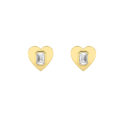 1CTW Emerald Lab-Grown Diamond Prong Heart Stud Earrings 2 Stones