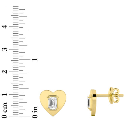 1CTW Emerald Lab-Grown Diamond Prong Heart Stud Earrings 2 Stones