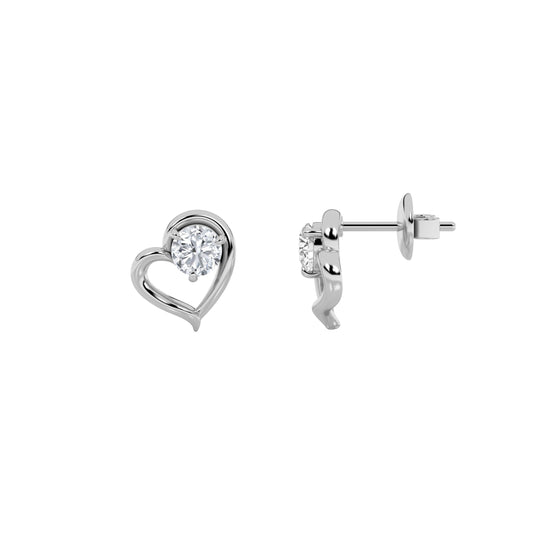 0.5CTW Round Lab-Grown Diamond Prong Heart Stud Earrings 2 Stones