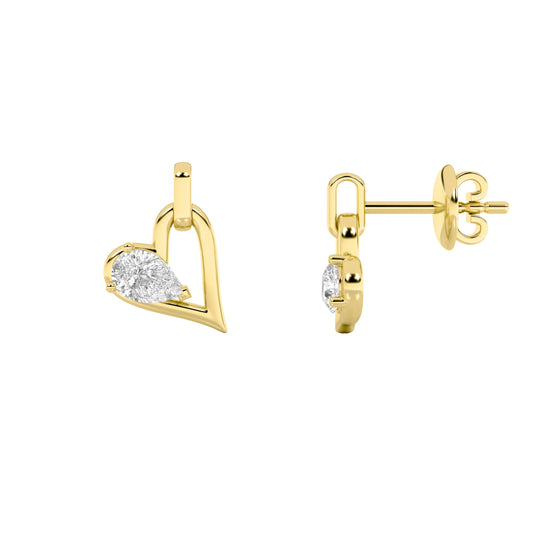 1CTW Pear Lab-Grown Diamond Prong Heart Dangle Earrings 2 Stones