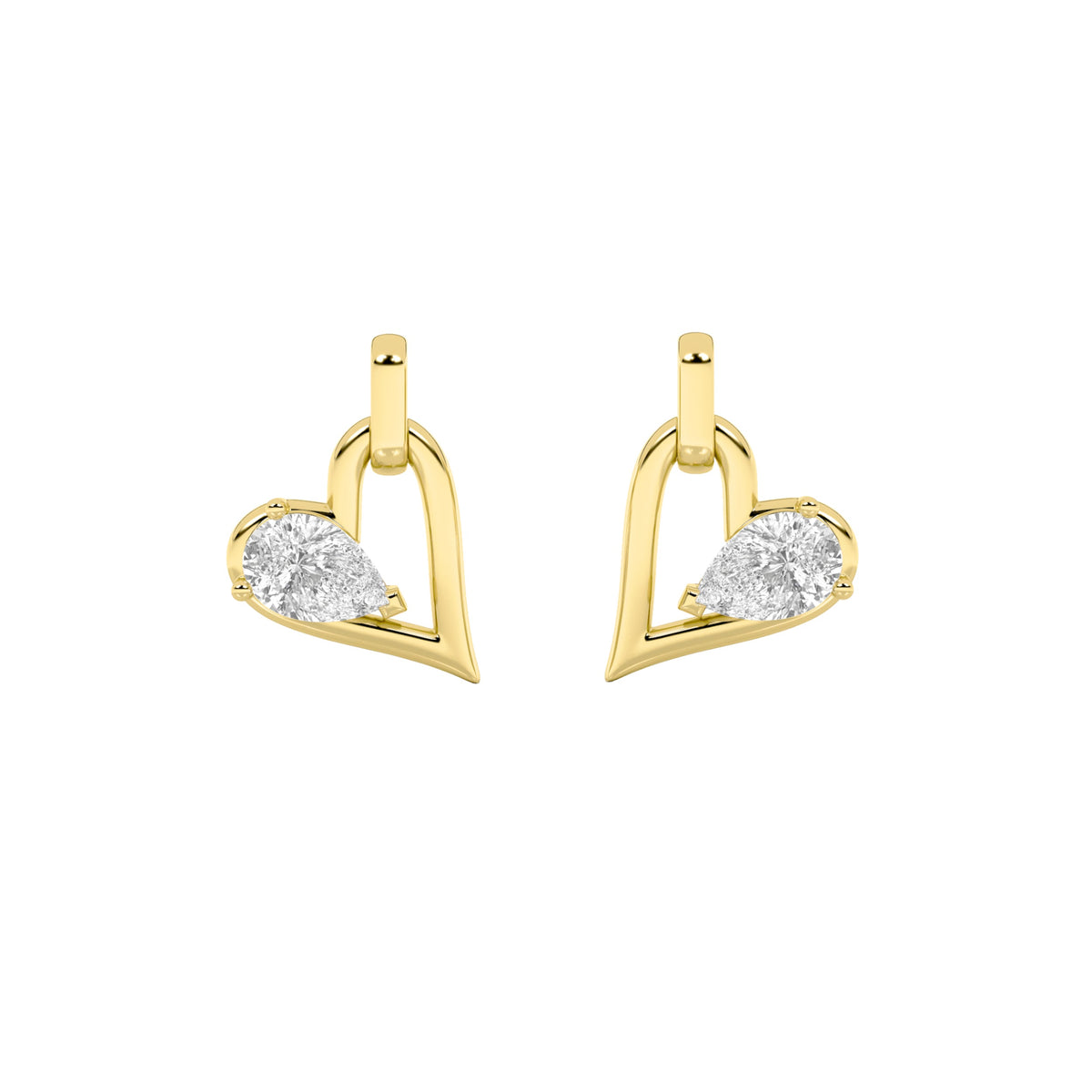 1CTW Pear Lab-Grown Diamond Prong Heart Dangle Earrings 2 Stones