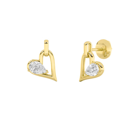 1CTW Pear Lab-Grown Diamond Prong Heart Dangle Earrings 2 Stones