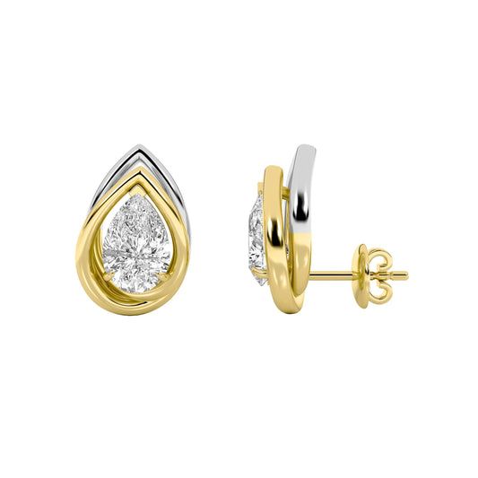 3CTW Pear Lab-Grown Diamond Prong Knot Earrings 2 Stones