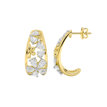 4.5CTW Pear Lab-Grown Diamond Prong Fancy Flower Earrings 18 Stones