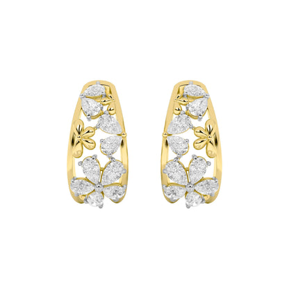 4.5CTW Pear Lab-Grown Diamond Prong Fancy Flower Earrings 18 Stones