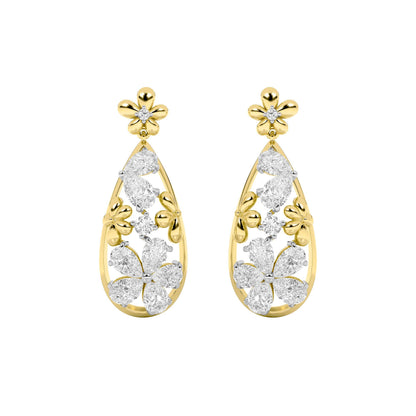 3.75CTW Pear Lab-Grown Diamond Prong Fancy Flower Earrings 20 Stones