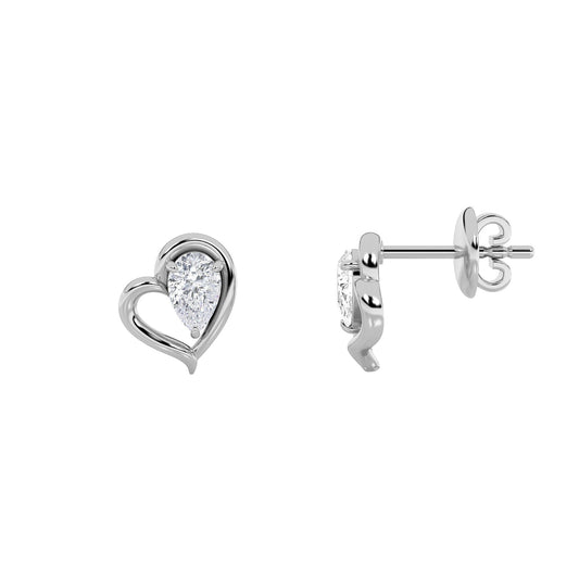 0.5CTW Pear Lab-Grown Diamond Prong Heart Earrings 2 Stones