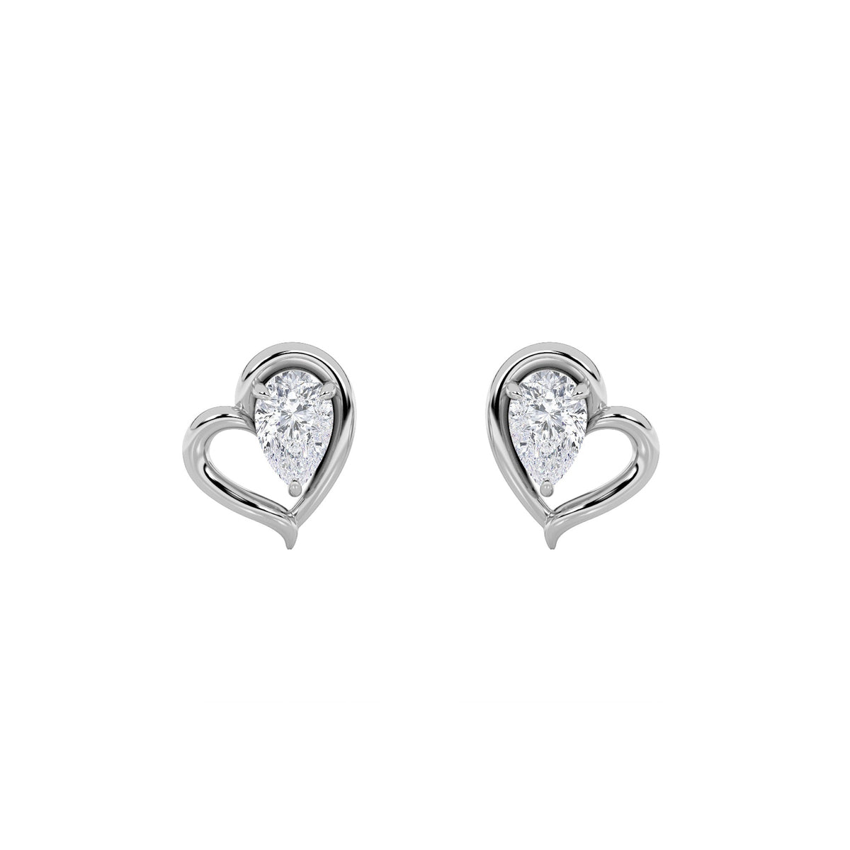 0.5CTW Pear Lab-Grown Diamond Prong Heart Earrings 2 Stones