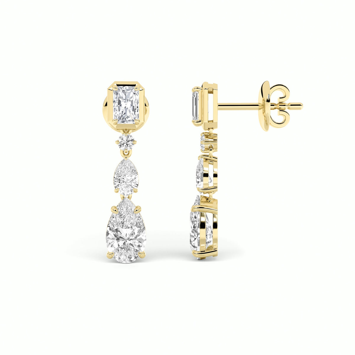 5.5CTW Radiant Lab-Grown Diamond Dangle Earrings 52 Stones