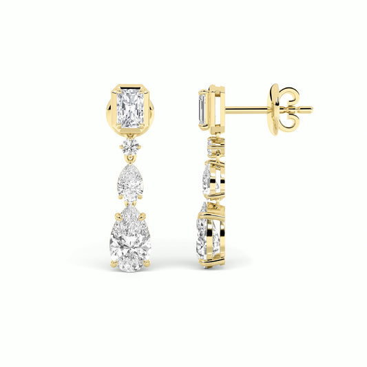 5.5CTW Radiant Lab-Grown Diamond Dangle Earrings 52 Stones